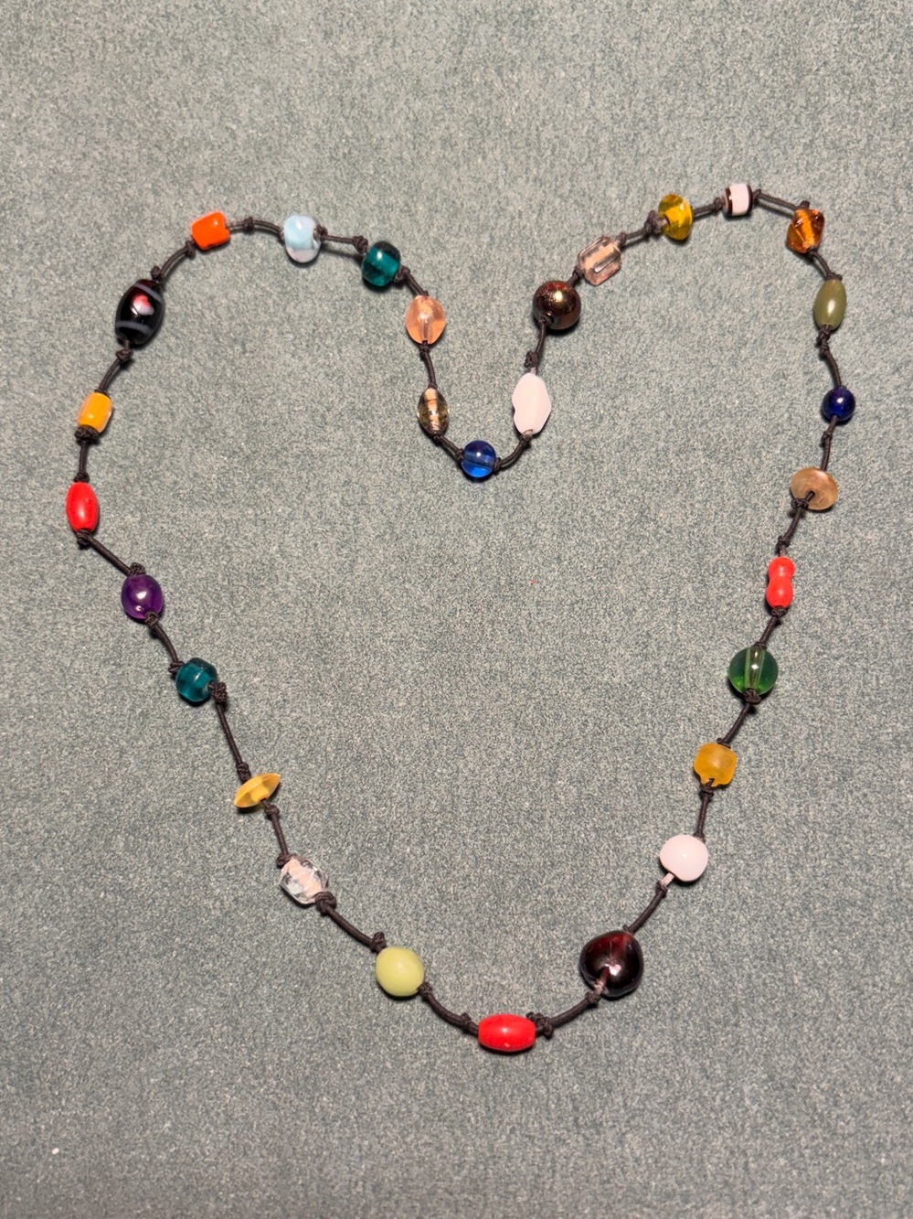Knotted Unique Glass Bead Necklace